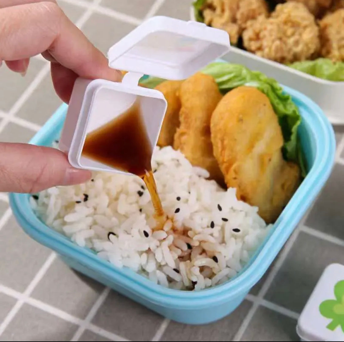 Pack of 4 Portable Small Salad Bento Box, Mini Sauce Ketchup Box, Plastic Seasoning Sauce Box Pack of 4 Portable Small Salad Bento Box, Mini Sauce Ketchup Box, Plastic Seasoning Sauce Box